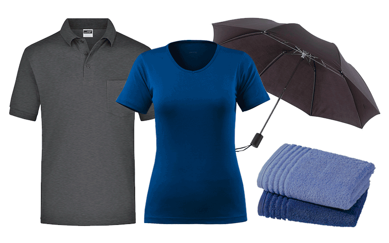 Poloshirt, kurzarm t-Shirt, Regenschirm, 2 Handtücher